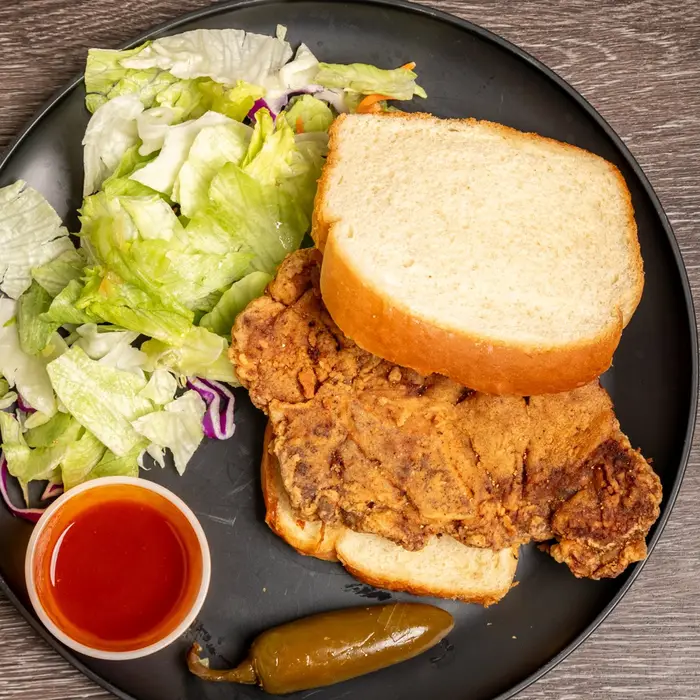 Fried pork chop sandwich